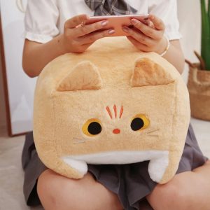 ふわふわ キューブ型 キャラメル 猫 クッション