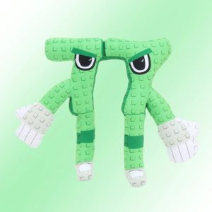 アルファベット ロア パイ 緑のブロック柄 怒り顔 ぬいぐるみ