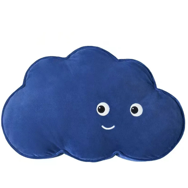 ふわふわ 雲形 お顔付き ブルー クッション - 画像 (7)