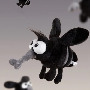 ユニークな大きな目の黒い蚊のぬいぐるみ