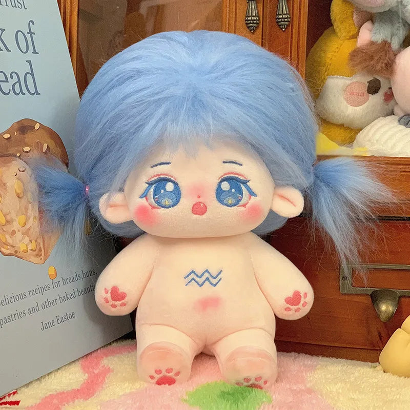 ぬいぐるみ ピンク髪のキラキラ瞳 イチゴ柄ワンピースと帽子 - 画像 (14)