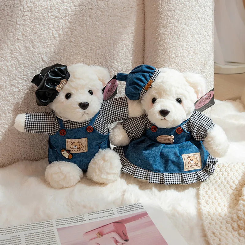 おしゃれな お揃いコーデ くまのぬいぐるみ ペア コーデュロイ&チェック柄 - 画像 (9)