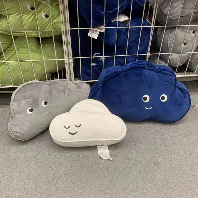 ふわふわ 雲形 お顔付き ブルー クッション - 画像 (2)