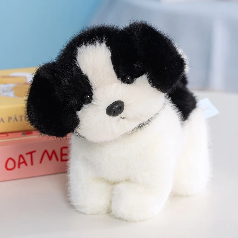 犬 ぬいぐるみ ふわふわ 白黒と白い可愛い子犬 - 画像 (9)