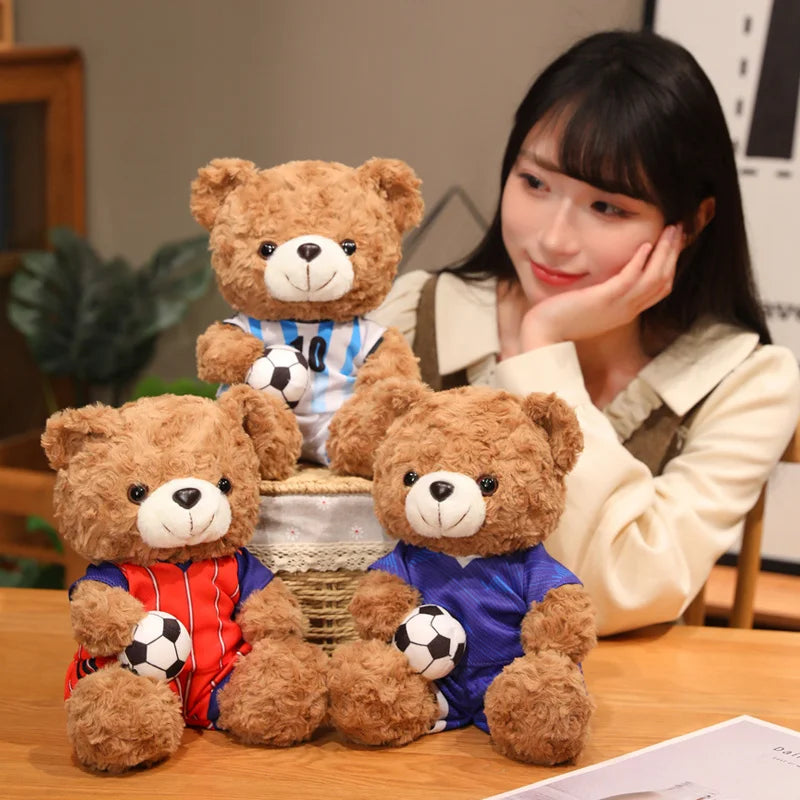 クリーム色のサッカー ドイツ代表 ユニフォーム テディベア ボール付き - 画像 (2)