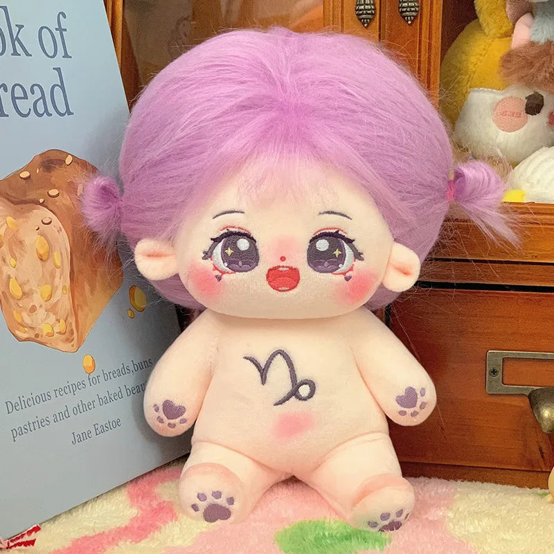 ぬいぐるみ ピンク髪のキラキラ瞳 イチゴ柄ワンピースと帽子 - 画像 (5)