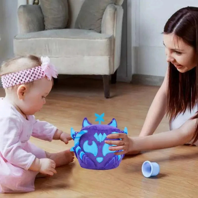 角付き 紫と水色の キューブ型 モンスターぬいぐるみ - 画像 (5)