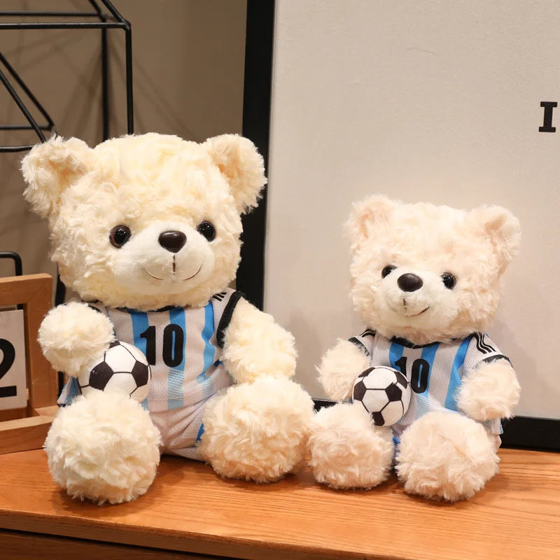 クリーム色のサッカー ドイツ代表 ユニフォーム テディベア ボール付き - 画像 (3)