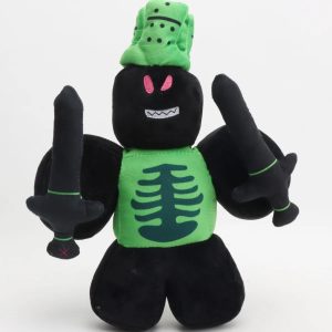 黒緑ツインソード骸骨キャラクターぬいぐるみ