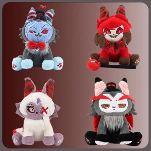 青い顔と蝶ネクタイの悪魔風ぬいぐるみ