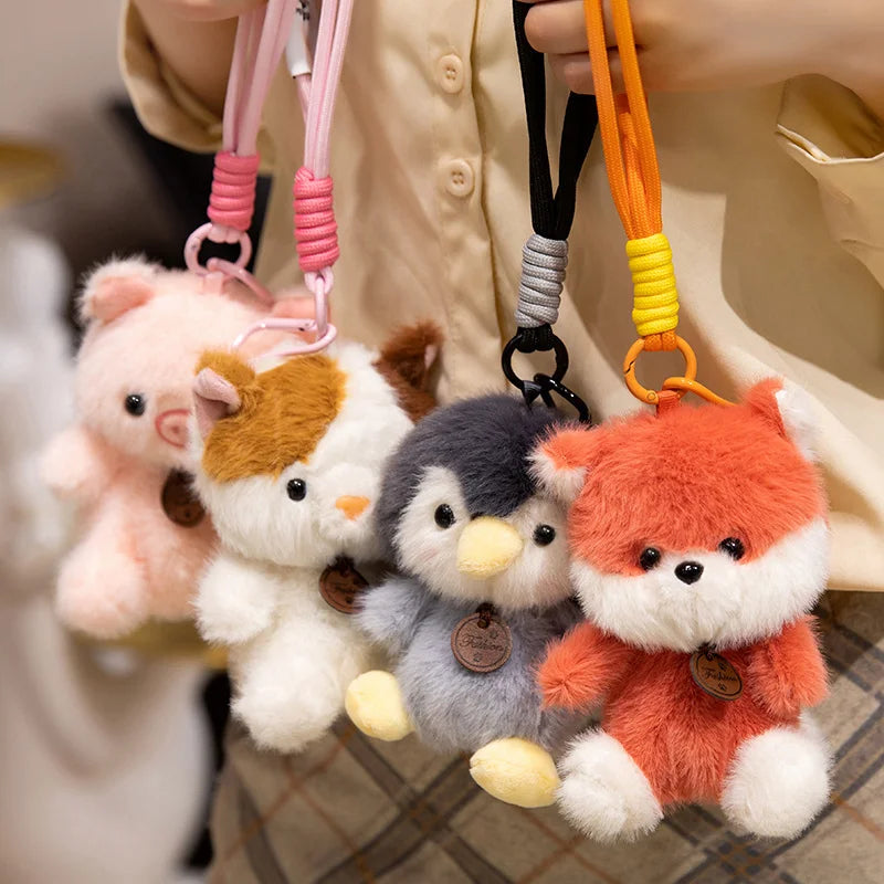 ふわふわ動物のタグ付きぬいぐるみキーホルダー - 画像 (4)