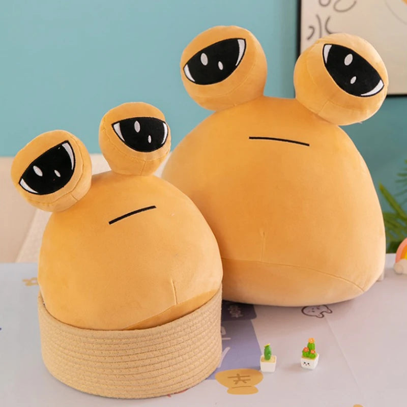 大きな目のアプリコットカラー ふわふわクッション - 画像 (5)