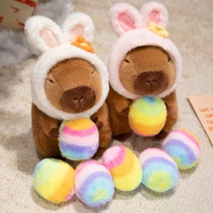 うさぎ耳帽子 カピバラ ぬいぐるみ 虹色ボール付き