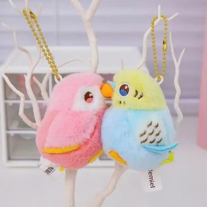 ふわふわ セキセイインコ カップル ぬいぐるみキーホルダー
