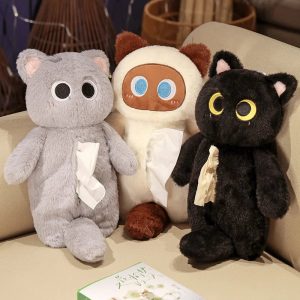 かわいい グレーの ふわふわ ぬいぐるみ ティッシュケース