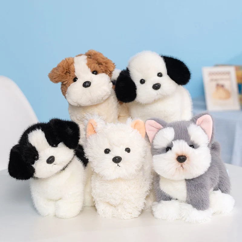犬 ぬいぐるみ ふわふわ 白黒と白い可愛い子犬 - 画像 (6)
