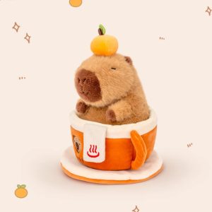 オレンジカップに浸かる 温泉カピバラ 湯たんぽカバー