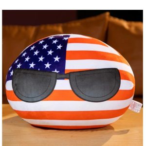 サングラス付き アメリカ国旗柄 丸型 ふわふわ ぬいぐるみ