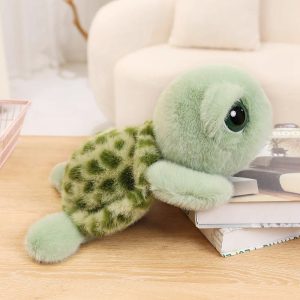 ふわふわ ミントグリーン 大きな瞳の亀 ぬいぐるみ