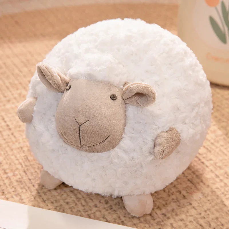 丸い もこもこ ひつじの寝顔 ぬいぐるみクッション - 画像 (6)