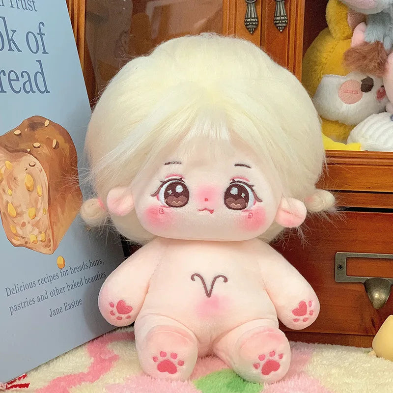 ぬいぐるみ ピンク髪のキラキラ瞳 イチゴ柄ワンピースと帽子 - 画像 (16)