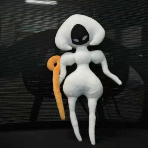 幻想的な白いボブヘアぬいぐるみ オレンジテール付き
