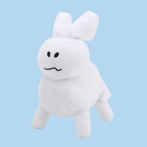 白い無表情ウサギのふわふわぬいぐるみ