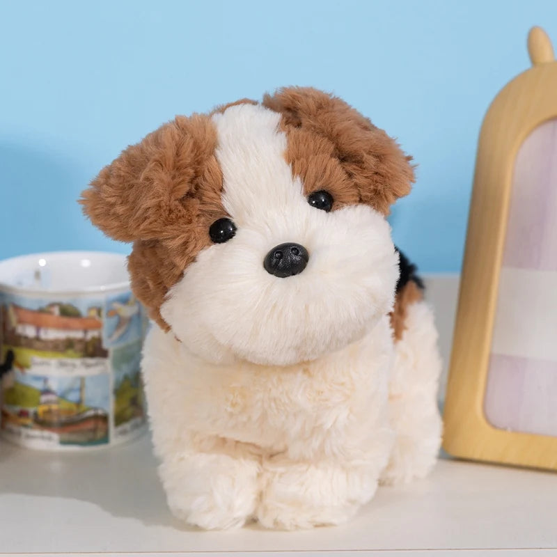 犬 ぬいぐるみ ふわふわ 白黒と白い可愛い子犬 - 画像 (2)