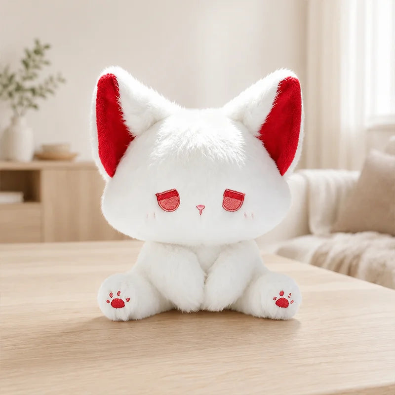 眠そうな目の黒猫ぬいぐるみ ネオングリーン耳 - 画像 (5)