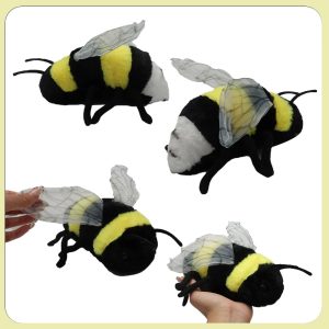 黒と黄色のふわふわ羽根付きミツバチぬいぐるみ