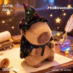 かわいい ハロウィン 星柄の魔女帽子 ふわふわ ぬいぐるみ