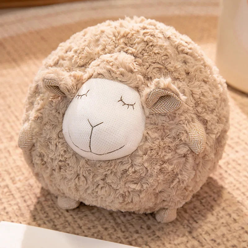 丸い もこもこ ひつじの寝顔 ぬいぐるみクッション - 画像 (9)