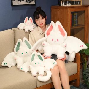 可愛い ふわふわ コウモリ耳 羽付き うさぎ 抱きぐるみ 白 ピンク