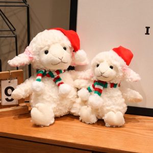 クリスマス サンタ帽 マフラー付き 白ひつじ ぬいぐるみ