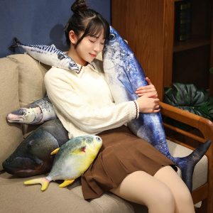 リアルな青い魚型 ぬいぐるみ抱き枕