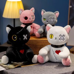 ゴシック ステッチ バツ目とハート 猫 ぬいぐるみ
