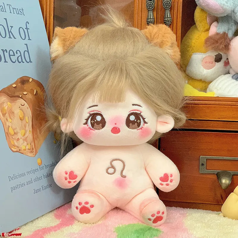 ぬいぐるみ ピンク髪のキラキラ瞳 イチゴ柄ワンピースと帽子 - 画像 (17)