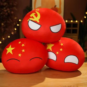 カントリーボール 赤い 中国国旗柄と 共産主義デザイン ぬいぐるみ