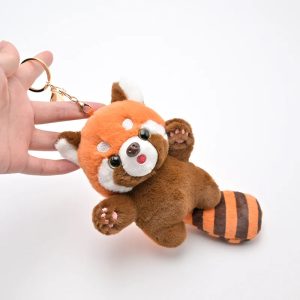 ふわふわ オレンジブラウン レッサーパンダ ぬいぐるみキーホルダー しましましっぽ