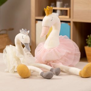 プリンセススワンぬいぐるみ 王冠 チュールスカート ピンク/ホワイト