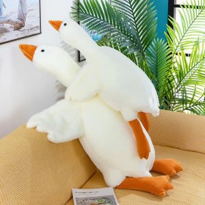 ふわふわ 白い ガチョウの親子 抱き枕