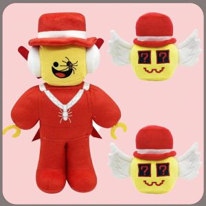 ゲーム キャラクター ぬいぐるみ 赤いブロックヘッドと翼付きクエスチョンマーク 3個セット