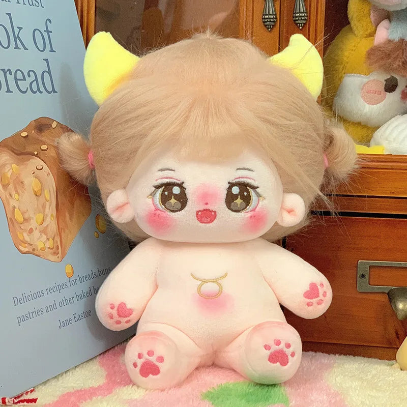 ぬいぐるみ ピンク髪のキラキラ瞳 イチゴ柄ワンピースと帽子 - 画像 (19)