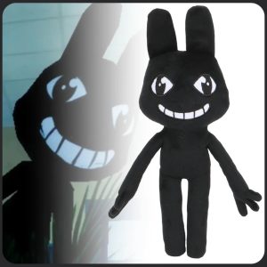 不気味かわいい黒いウサギの笑顔ぬいぐるみ