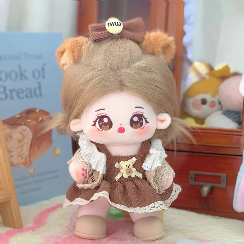 ぬいぐるみ ピンク髪のキラキラ瞳 イチゴ柄ワンピースと帽子 - 画像 (8)