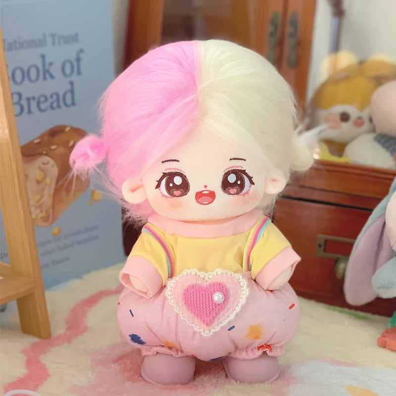 ぬいぐるみ ピンク髪のキラキラ瞳 イチゴ柄ワンピースと帽子 - 画像 (24)