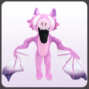 薄紫とピンクの翼付きモンスターぬいぐるみ