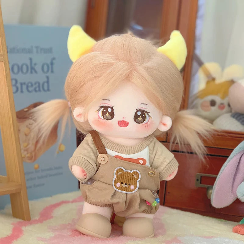 ぬいぐるみ ピンク髪のキラキラ瞳 イチゴ柄ワンピースと帽子 - 画像 (21)