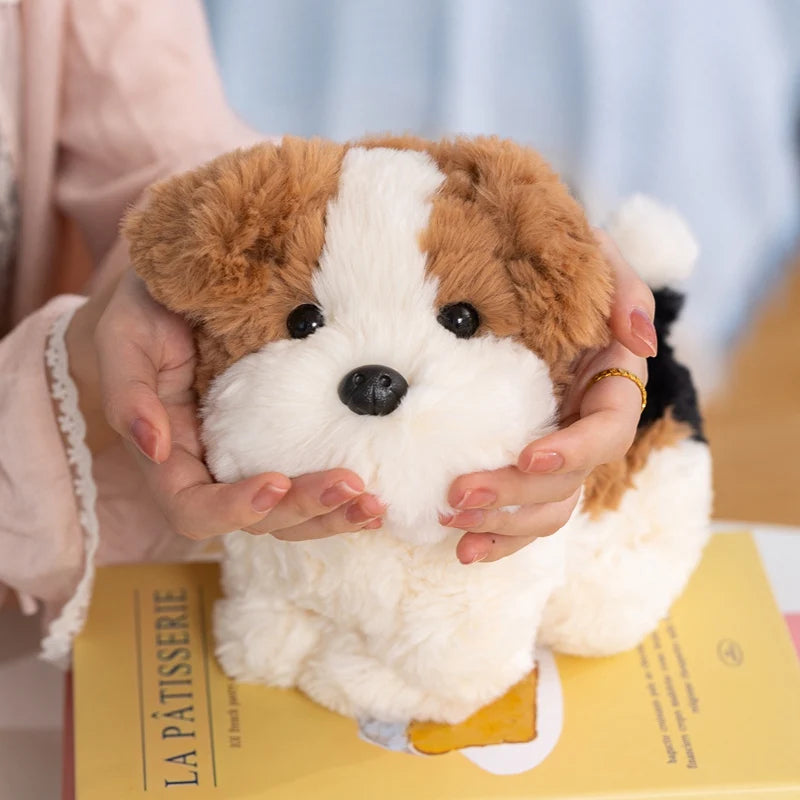 犬 ぬいぐるみ ふわふわ 白黒と白い可愛い子犬 - 画像 (4)