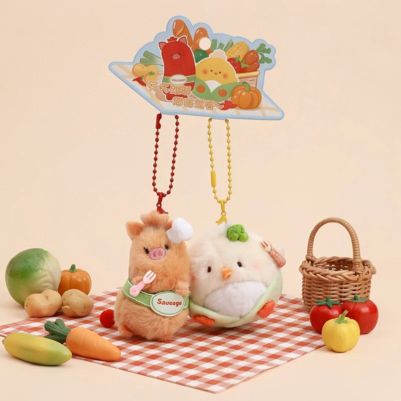 ぷっくり可愛い 料理モチーフ ぬいぐるみ マスコットキーホルダー イラストカード付き - 画像 (4)